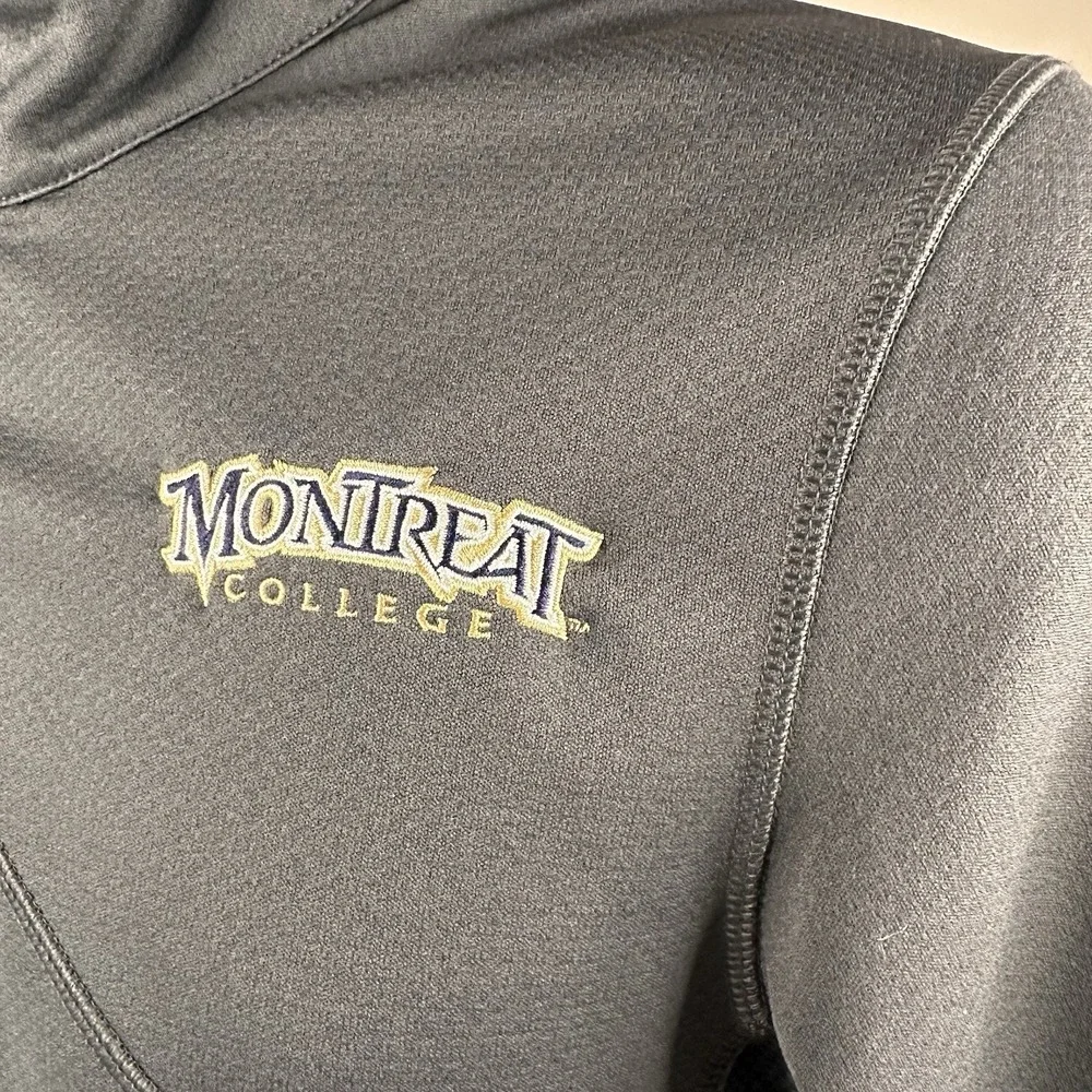 Montreat College Nike Dri Fit 1/4 Zip Pullover Mens Small Gray Side Pocket EUC